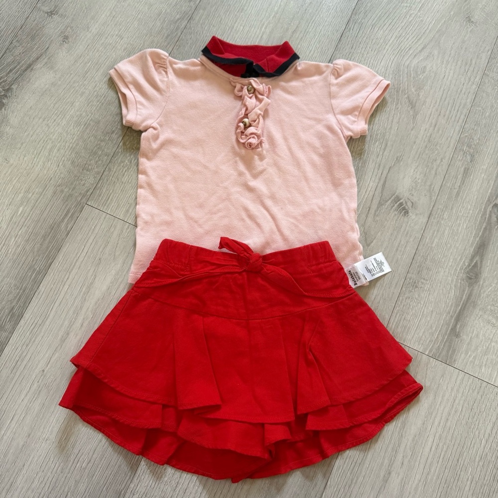 Gucci Red Layered Kids Skirt